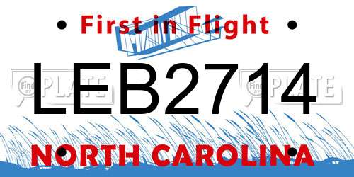 LEB2714 North Carolina License Plate