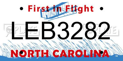 LEB3282 North Carolina License Plate