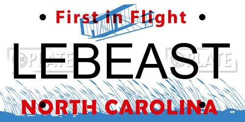 LEBEAST North Carolina License Plate