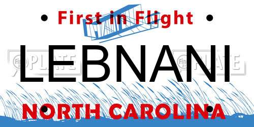 LEBNANI North Carolina License Plate