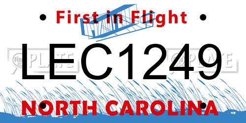 LEC1249 North Carolina License Plate