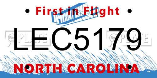LEC5179 North Carolina License Plate