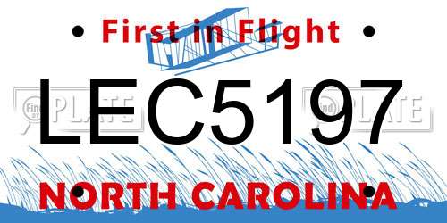LEC5197 North Carolina License Plate