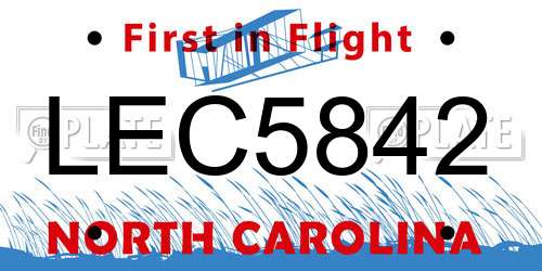 LEC5842 North Carolina License Plate
