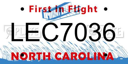 LEC7036 North Carolina License Plate