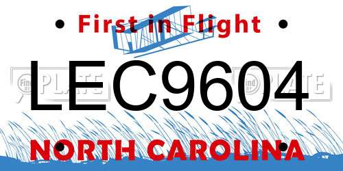 LEC9604 North Carolina License Plate