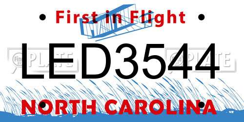 LED3544 North Carolina License Plate