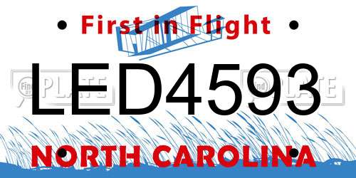 LED4593 North Carolina License Plate