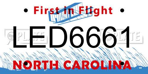LED6661 North Carolina License Plate