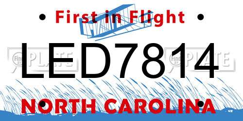 LED7814 North Carolina License Plate