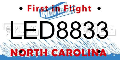 LED8833 North Carolina License Plate
