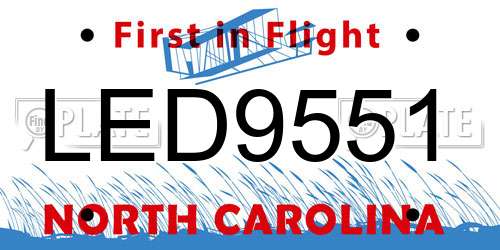 LED9551 North Carolina License Plate