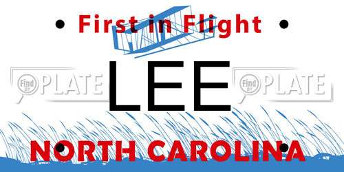 LEE North Carolina License Plate
