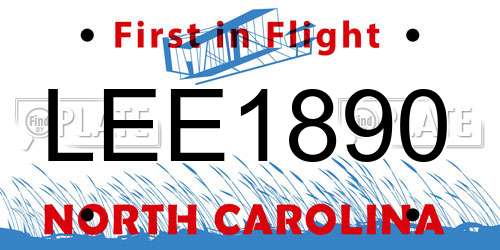 LEE1890 North Carolina License Plate
