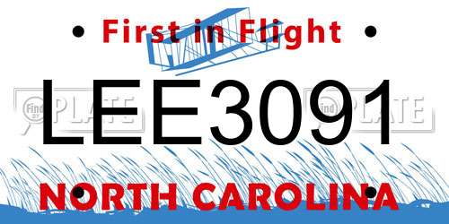 LEE3091 North Carolina License Plate