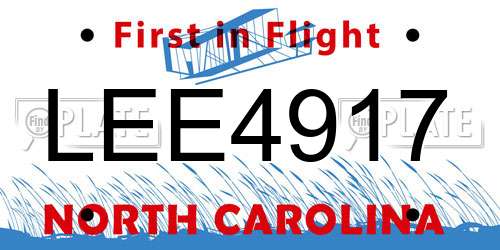 LEE4917 North Carolina License Plate