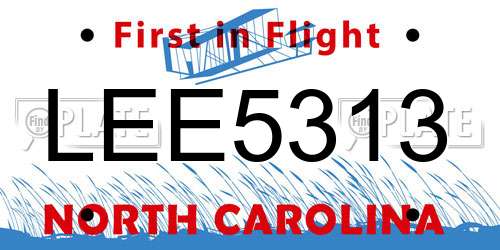 LEE5313 North Carolina License Plate