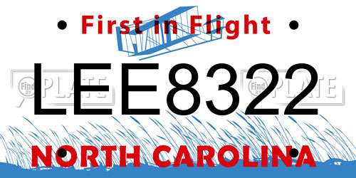 LEE8322 North Carolina License Plate