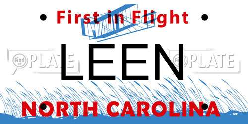 LEEN North Carolina License Plate