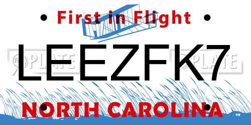 LEEZFK7 North Carolina License Plate