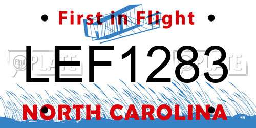 LEF1283 North Carolina License Plate