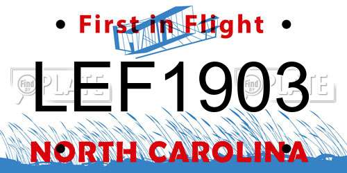 LEF1903 North Carolina License Plate