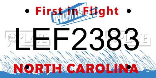 LEF2383 North Carolina License Plate