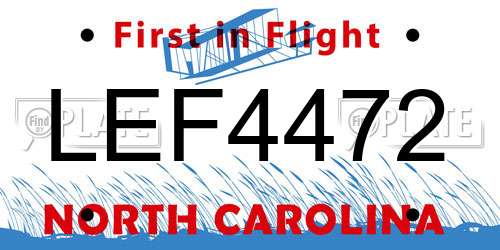 LEF4472 North Carolina License Plate