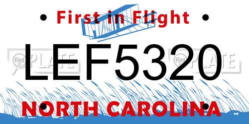 LEF5320 North Carolina License Plate