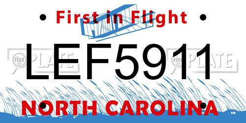 LEF5911 North Carolina License Plate