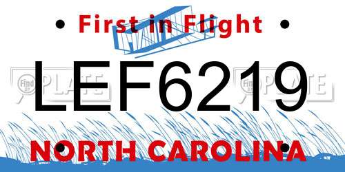 LEF6219 North Carolina License Plate