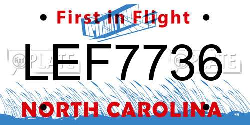 LEF7736 North Carolina License Plate