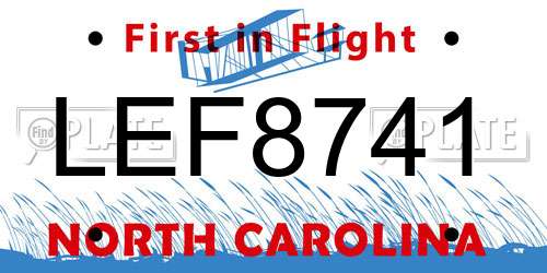 LEF8741 North Carolina License Plate