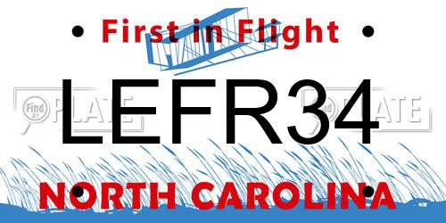LEFR34 North Carolina License Plate