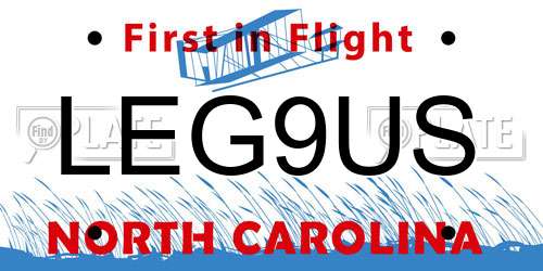 LEG9US North Carolina License Plate