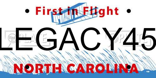 LEGACY45 North Carolina License Plate