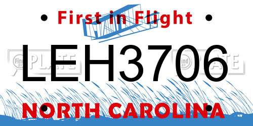 LEH3706 North Carolina License Plate
