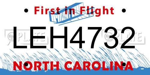 LEH4732 North Carolina License Plate
