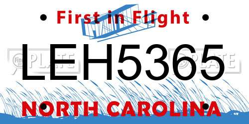 LEH5365 North Carolina License Plate