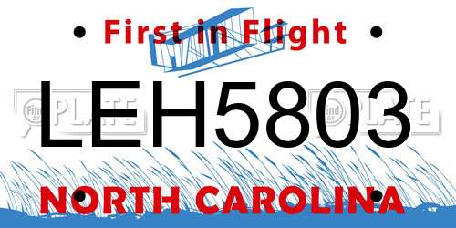 LEH5803 North Carolina License Plate