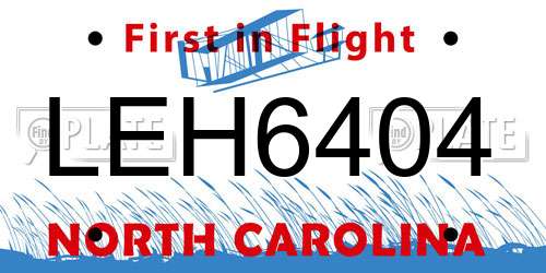 LEH6404 North Carolina License Plate