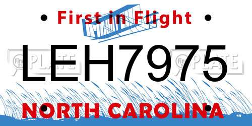 LEH7975 North Carolina License Plate