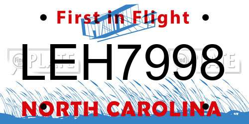 LEH7998 North Carolina License Plate