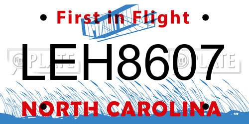 LEH8607 North Carolina License Plate