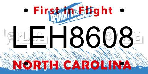 LEH8608 North Carolina License Plate