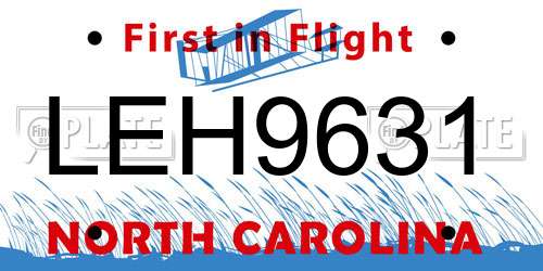 LEH9631 North Carolina License Plate