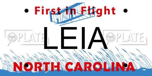 LEIA North Carolina License Plate