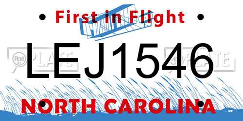 LEJ1546 North Carolina License Plate