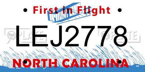 LEJ2778 North Carolina License Plate