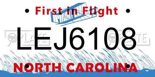 LEJ6108 North Carolina License Plate